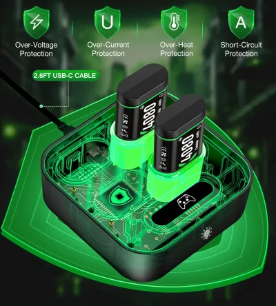 4 batteries rechargeables avec station de charge – image 3