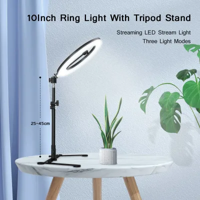 Anneau lumineux LED 26 cm avec trépied – image 2