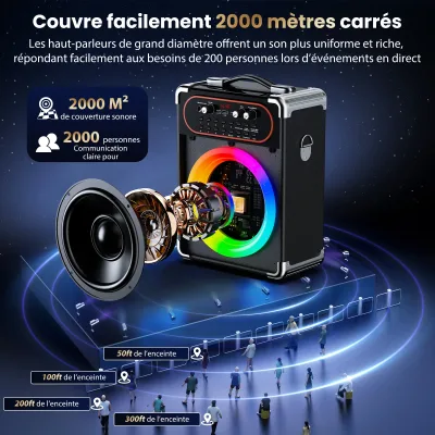Enceinte karaoké portable Bluetooth à lumières LED – image 3