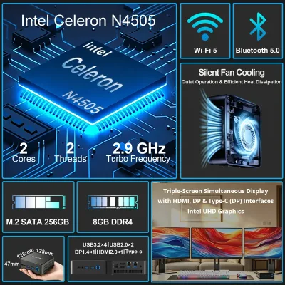 Mini PC de bureau 8 Go de mémoire et SSD 256 Go – image 2