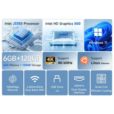 Mini PC multimédia 6 Go de mémoire et 128 Go – image 3
