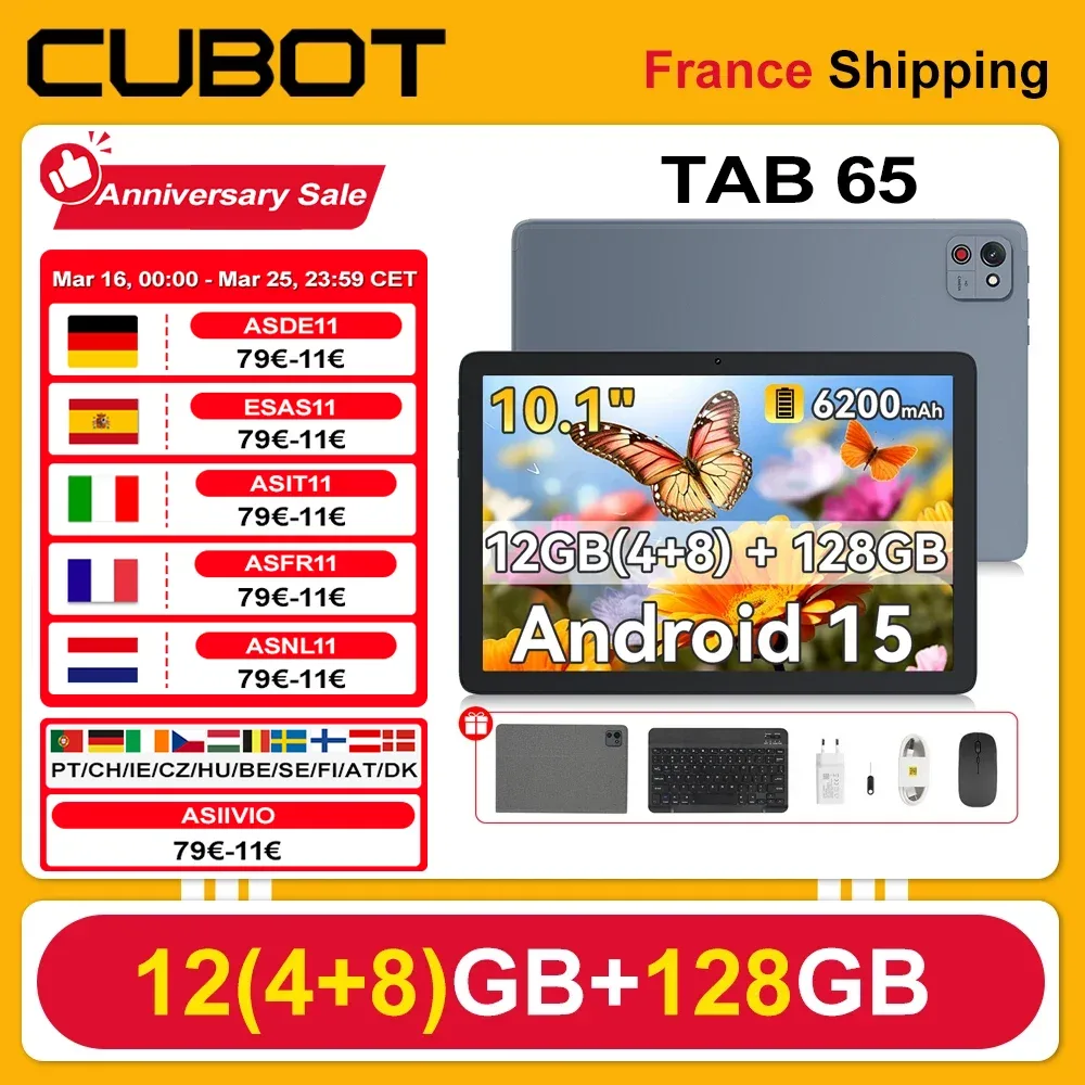 Tablette Android 15 écran 25,5 cm 128 Go