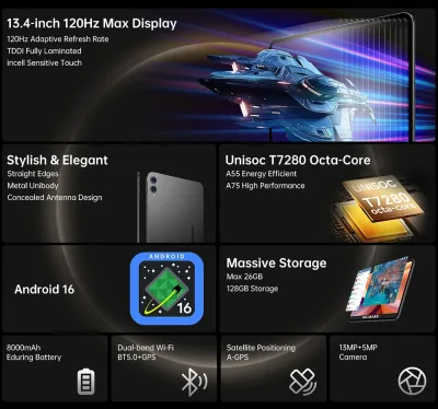 Tablette Android 16 écran 13,36 pouces 4G – image 2
