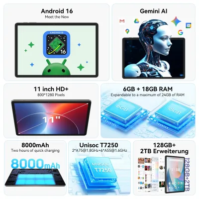 Tablette Android 16 écran 27,5 cm, 128 Go – image 2