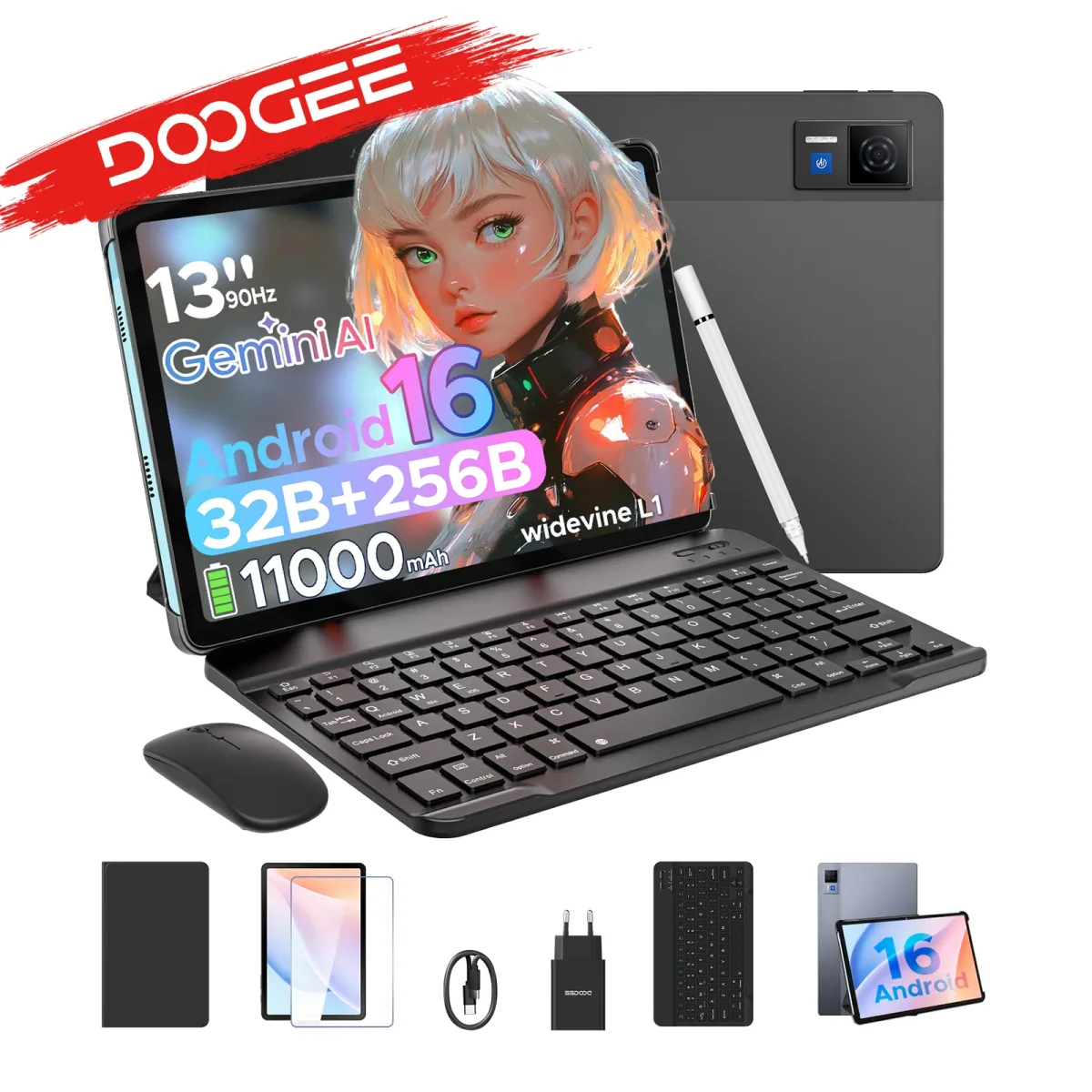 Tablette tactile 2 en 1 Android, écran 33 cm, 256 Go